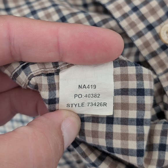 Chaps Men's Plaid Shirt in Navy and Tan ~ Size Large - Picture 10 of 10